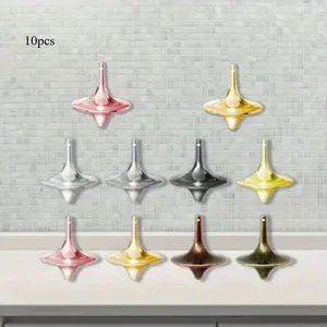 10PCS small spinning top pendants, novel and practical! Creative metal spinning tops with pendant holes, easy to relieve stress