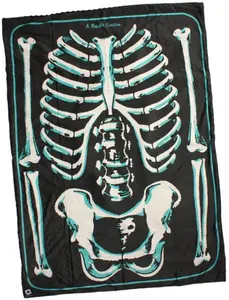 Creepy Co. Beistle BARE BONES Skeleton Throw Blanket 60x44" Horror Halloween