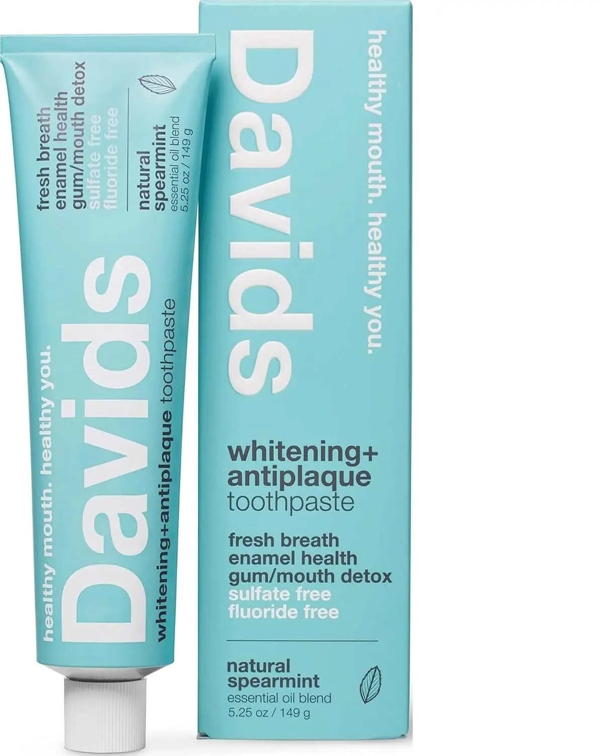 Davids Fluoride Free Toothpaste Teeth Whitening SLS Free Spearmint 5.25oz