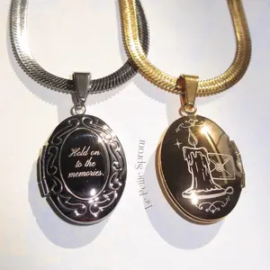 Hold on to Memories Stainless Steel Locket Necklace gold necklace