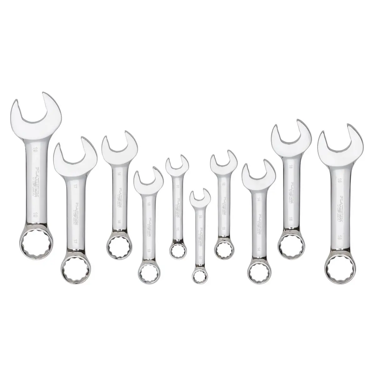 212 MAIN Platinum PLT-99525 10-Piece Metric Stubby Full Polished Hex Combination Wrench Set - 13 mm, Stubby Access for Confined Areas