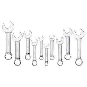 Platinum PLT-99525 Metric Stubby Full Polished Combination Wrench Set - 10 Piece