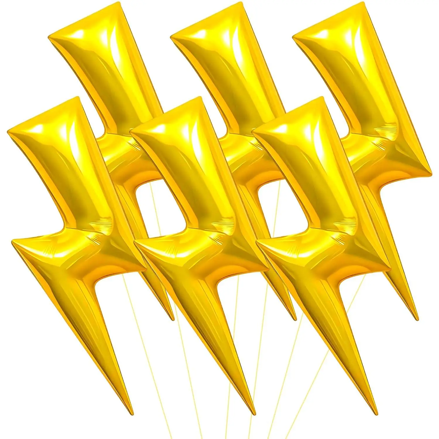 6Pcs Lightning Balloons Bolt Foil Party, 36 Inch Yellow Flash Lightning Shaped Balloons For Birthday, Wedding, Baby Shower, Superhero Party Decorations