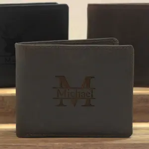 Genuine Soft Leather Wallet with RFID Blocking Customizable Name or Logo Made in the USA Unique Gift for Men