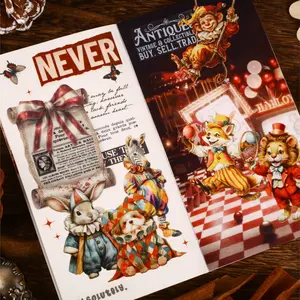 16 Sheets/bag Circus Animal Theme Decorative Stickers, Hand Account Stationery Water Bottle Multi-Scene Decoration, Party Supplies
