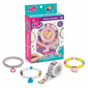 Handmade DIY Bead Bracelet Creative Toy, Sticker Stringing for Kids Girls, Intelligence Development, Perfect Gift for Girls, Beading Accessories, Stackable Bead