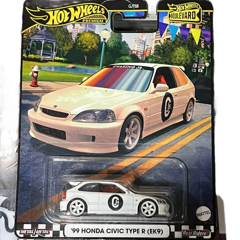 Hot Wheels Premium Boulevard '99 Honda Civic Type R EK9 White #73 Real Riders Diecast Car Collectible Model GJ788