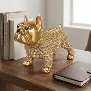 Golden Dachshund Resin Sculpture,Playful Sausage Dog Statue,Luxury Home Office Decor,Pet Lover Gift,Unique Desk Ornament
