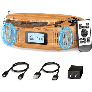CD Player Portable,  Upgraded Portable CD Player &  Speaker 2 in 1 Combo, Rechargeable Boombox CD Players for / with Remote Control, FM Radio, Support AUX/USB, Headphone Jack