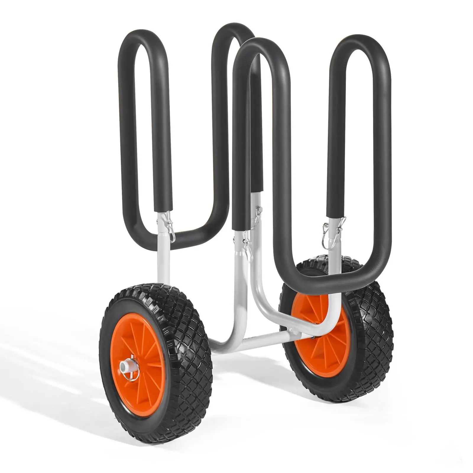 Kayak Cart 150 Lbs Stand Up Paddle Board Trolley With 10 Inch Rubber Tires, Lightweight Aluminum Frame, All Terrain Wheels, Easy Foldable Design, Padded Hand Grips, Universal Rail Clamp, Heavy Duty Carrier, Kayak Carrier