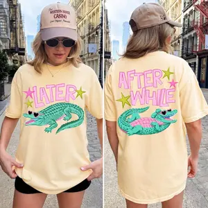 Comfort Colors Later Gator Shirt Retro After While Crocodile T-Shirt Funny Alligator Graphic Tee Vintage School Humor Top Cute Teacher Student Gift Spirit Era Art