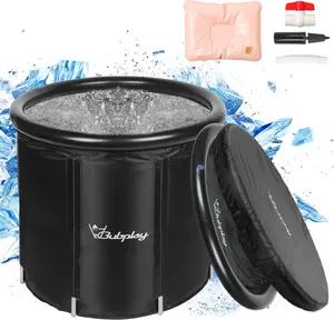 Ice Bath Cold Plunge Tub with Cover for Indoor Outdoor for Recovery, Cold Water Therapy, Athletes & Adults -105 Gallons, Black,