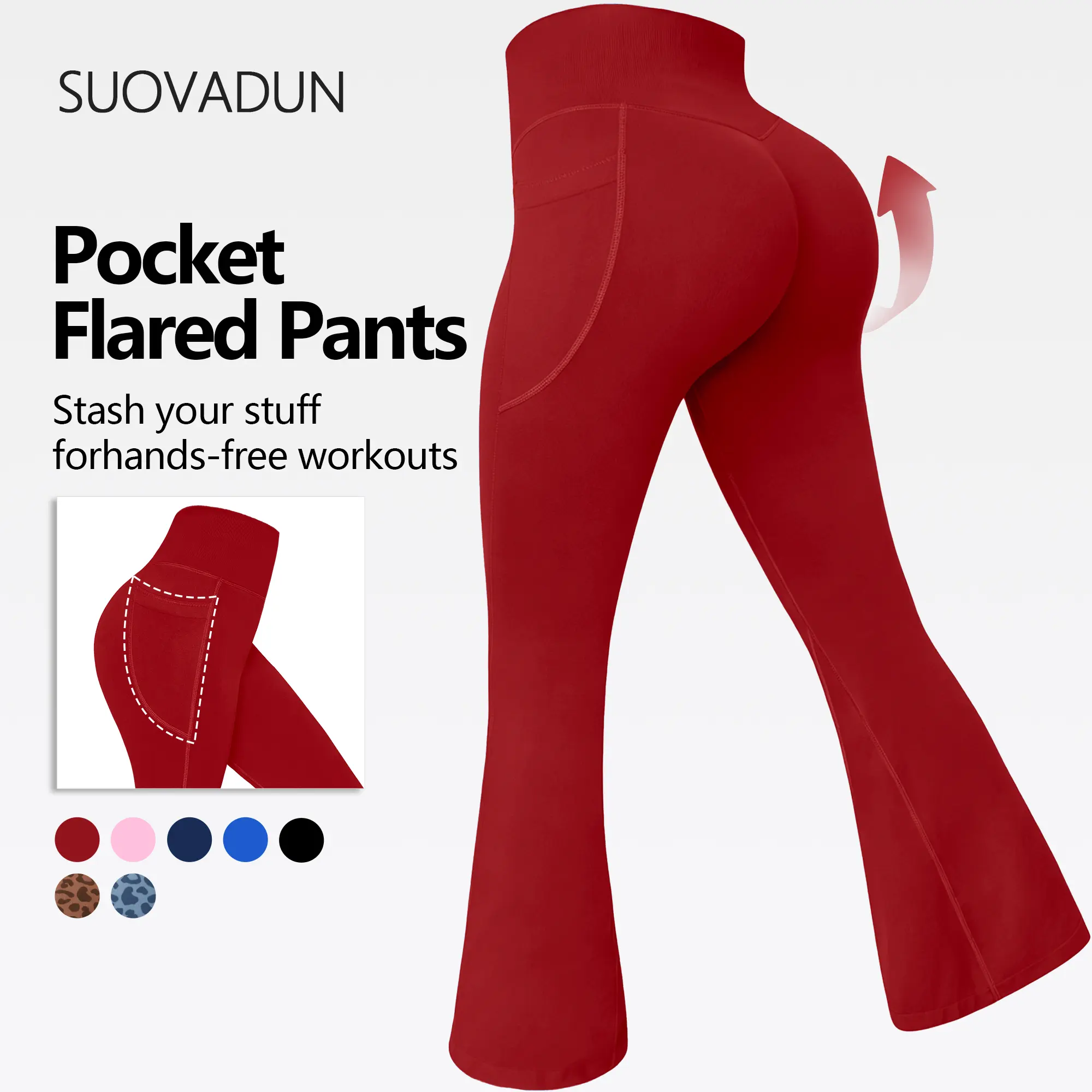 【Discount for live stream】SUOVADUN High-Waisted Butt-Lifting and Tummy-Control Wide-Leg Training Pants with Pockets# outdoor yoga # butt lifting legging  # yoga pants # hip lifting # gym activity#pocketed leggings #Wide Leg Pants XSL26046 tiktokshopbackto