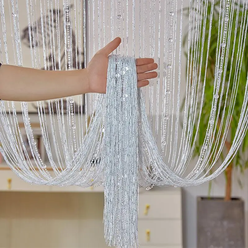 Rhinestone Decor Tassel Door Curtain, 1 Count Modern Beaded Curtain, Decorative Curtain For Home & Office Decor, Home Decoration Curtain, Bead Curtains, Curtain For Doorway