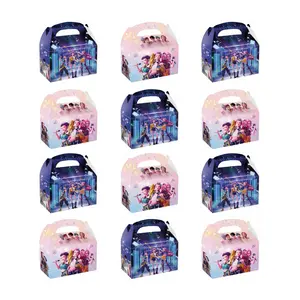 12pcs Kpop Idol Party Gift Candy Boxes, Rock Star Theme Snack Handheld Paper Boxes with Handle, Ideal for Birthday Parties, Baby Shower, Wedding Gifts, Music Fans Party Supplies