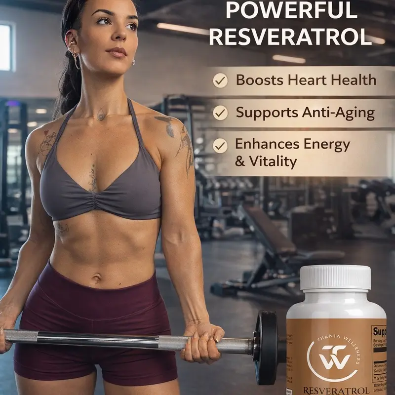 Thania.Wellness Resveratrol Fitness Supplements - Sugar Free, Dairy Free, Vegetarian, Antioxidant, Anti-Aging Supplements, Metabolism Aid, Hormonal Balance Support, Edible Seed Vitamin, Energy Booster, Supports Skin Appearance, Skin Renewal Aid