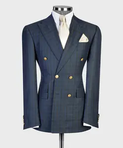 Forest Green & Navy Plaid Double Breasted Suit Menswear