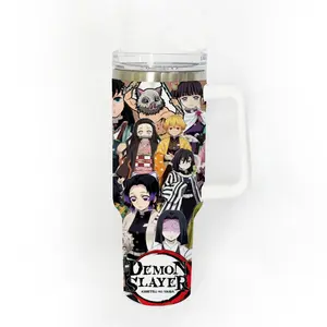 40oz Stainless Steel Tumbler, 1 Count Demon Slayer Kimetsu no Yaiba Pattern Insulated Water Bottle, Stainless Steel Thermos, Stainless Steel Flask, Drinking Cup for Home Office School, Boyfriend Gift, Drinkware, Summer Cool Bottle