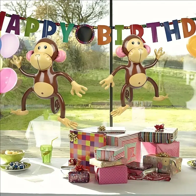 PVC Inflatable Monkey Decoration Set, Outdoor Hanging Decor for Halloween Christmas Easter, Garden Party Camping Accessories