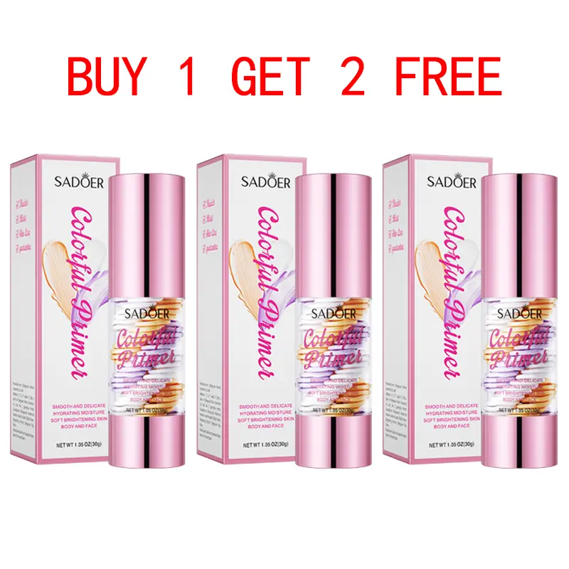 【BUY 1 GET 2 FREE】3 In 1 Face Primer, Lightweight Makeup Base with Sheer Natural Finish for Face, Daily Makeup, Beauty Routines, Travel & Everyday Looks，hydrating and smoothing, evens skin tone, blurring effect, sheer natural finish