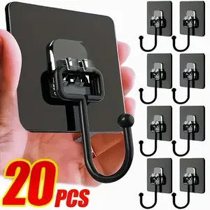 20 piece set of large, strong non punching adhesive hooks, suitable for bathrooms, kitchens, ceilings, and outdoor scenes - non nail wall hooks, easy to remove without leaving marks, Bohemian style plastic hooks