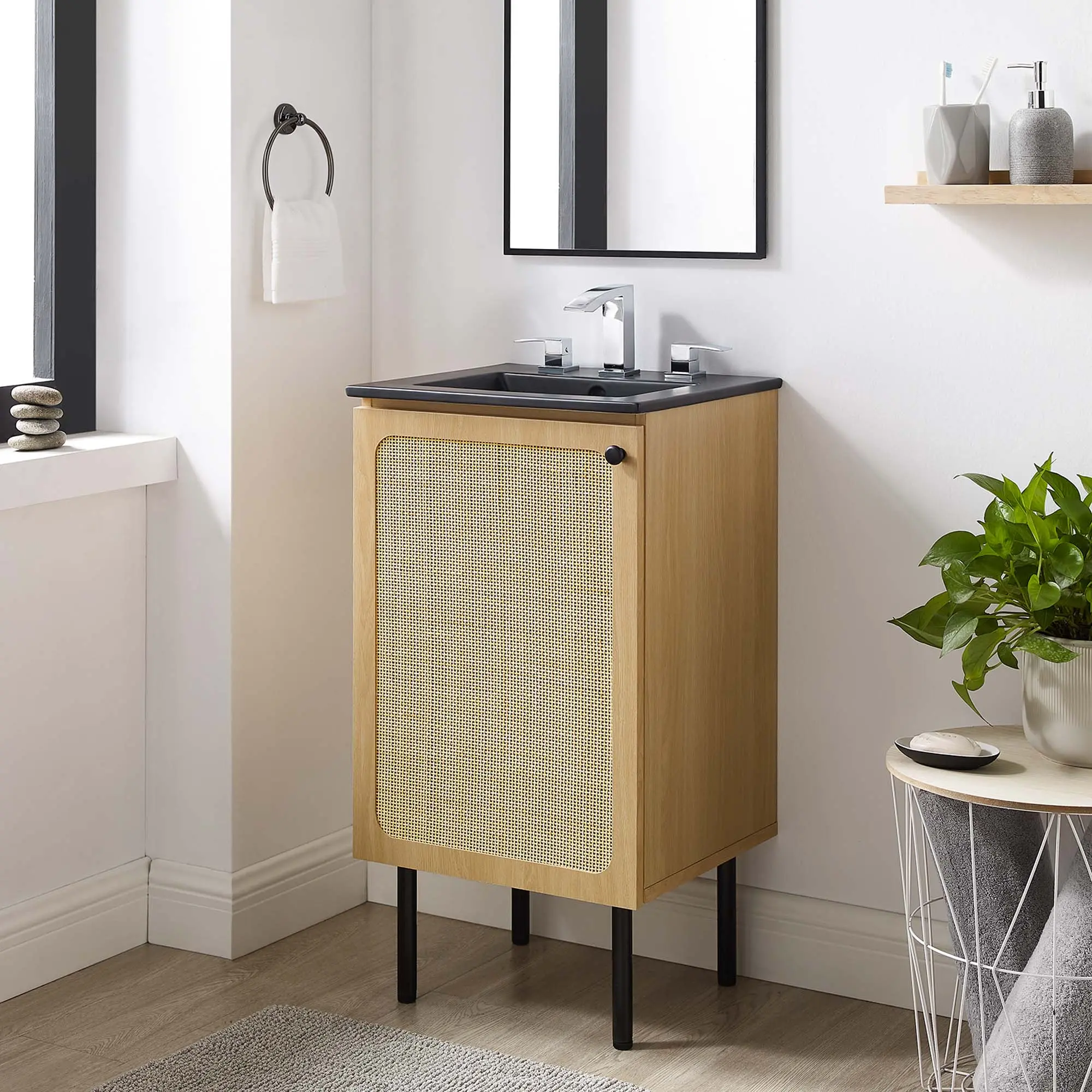 Chaucer 18-in Bathroom Vanity, Oak Black Bathroom Sink Cabinet