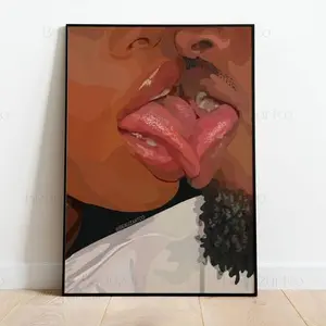 Black Couple Kissing Wall Art, Black Love Wall Art Unframed, African American  Fashion Wall Art, House Decor, Home Decor, Room Decor, Abstract Printable Black Art