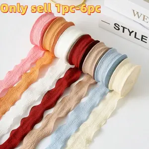 Elegant Ruffled Linen Ribbon Set, High-End Linen Ribbon for Bouquets, Gift Wrapping, Birthday Cakes, Christmas Decor, Wedding Party Decoration