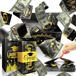 Graduation Surprise Explosion Gift Box, Funny Pop Up Cash from Money Case for Her Him Preschool High School College, DIY Novelty Luxury Folding Bouncing Money Boxes for Class of 2026
