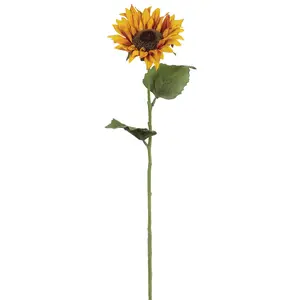 22" Artificial Sunflower Stem - Realistic Faux Sunflower with Foliage