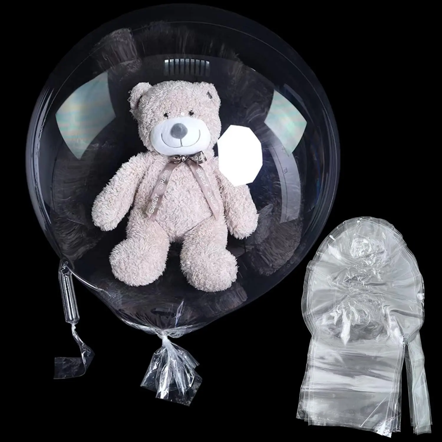Large Clear Balloons for Stuffing, 10pack Big Pre Stretched Extra Wide Mouth BoBo Balloons, Giant Wrap Gifts Transparent Balloons for Mother's Day/Baby Shower/Kids Birthday Decoration Flowers Plastic Pump