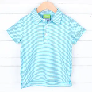 Turquoise Stripe Polo Shirt - Boys Soft Knit Polo