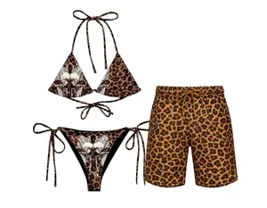 Leopard Skull Graphic String Bikini Set For Women Gothic Animal Print Triangle Swimsuit Tie Side Two Piece Swimwear Sexy Alt Fashion Beach Vacation Pool Party Bathing Suit Summer Outfit, Bikini Set