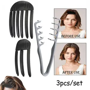3-piece fluffy texture styling comb set, ample wide tooth hair styling comb tool, natural curling and perming tool, fluffy bangs covering hair seams hair styling comb, suitable for salon home styling tools