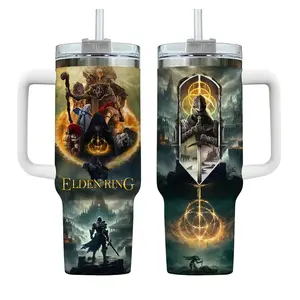 Fantasy RPG Ellden Ring Gaming Tumbler 40oz, Action Video Game Drinkware For Men Women Gamers, Personalized Stainless Steel Cup, Portable Car Cup Holder, Gift Idea For Fans | 020426.C00859.ID03