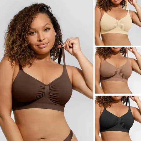 FeelinGirl Women's Wireless Bra Comfort Bralettes  Suitable for up to 44DD  No Underwire Unlined Cami Bra Seamless Tshirt Bras Sports Bra Everyday Daily Wear Breathable  newarrivals SohoChic