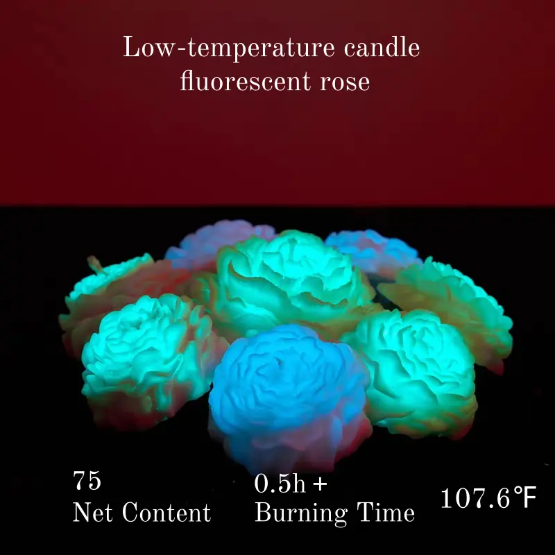 [Wildry] Fluorescent Rose Low-Temperature Drip Aromatherapy Candle, Glow-in-the-Dark Safe Wax Play, 107.6F Romantic Bed Accessories, Couple Love Gift, Aesthetic Neon Home Decor
