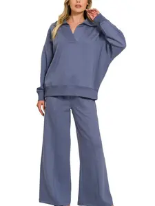 Scuba Collared Pullover & Center Seam Pants Set