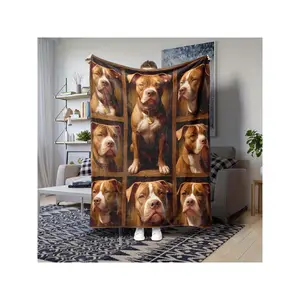 All-Season Patriotic Pitbull & American Flag Car Nap Blanket - Soft Flannel Fleece-30*40in