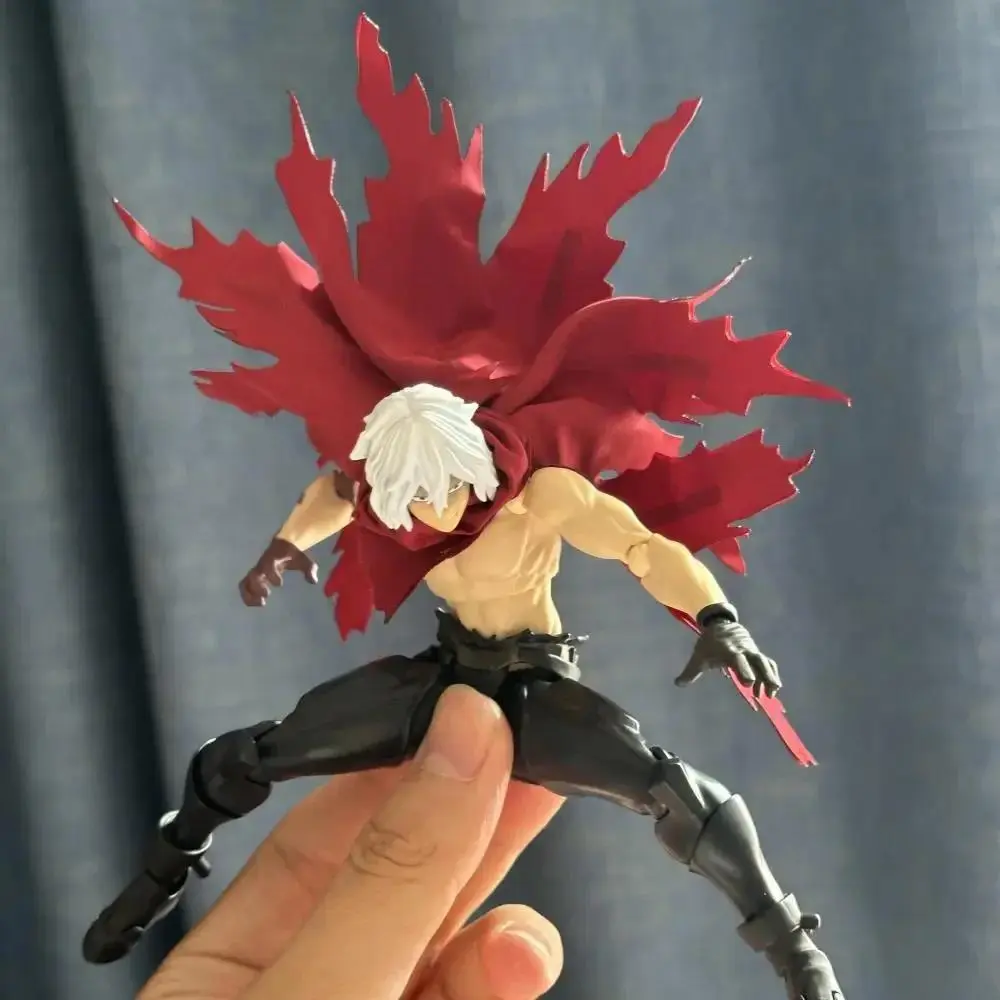 1/12 Scale Japanese Anime Boy Tomura Shigaraki Figurine Red Ripped Cloak Hooded Clothes Accessory for 6" Male Body Decoration