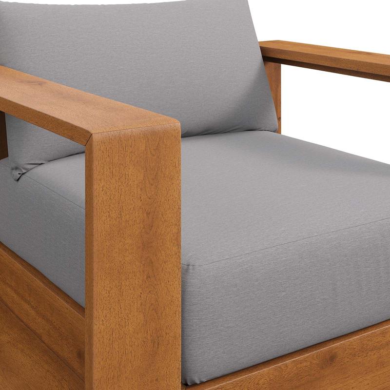 Modway Tahoe Outdoor Patio Acacia Wood Chair in Natural Light Gray