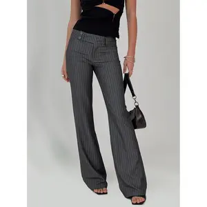 Kinkirk Flared Pants Grey Pinstripe Petite