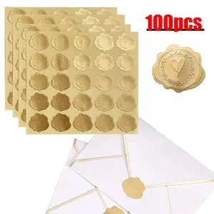 100/200 Embossed Wax Seals, Wedding Invitations, Greeting Cards, Party Gifts, Adhesive Stickers, Perfect for Special Occasions