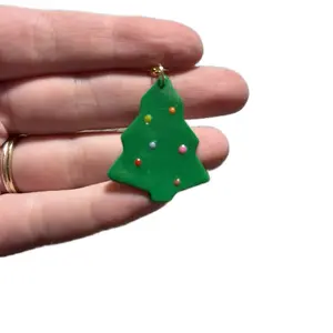 Christmas Tree Clay Dangle Earrings