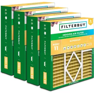 Filterbuy 20x25x5 Air Filter (4-Pack), Pleated MERV 11 Allergen Defense HVAC AC Furnace Air Filters for Amana, Coleman, Goodman, Maytag, York, and More