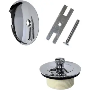 Universal Lift and Turn Bath Drain Trim Kit with Overflow Plate, Chrome