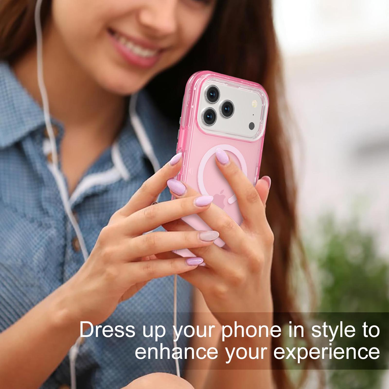 3-in-1 Transparent Phone case for iPhone 17 Pro Max 17 Air 16 15 14 13 Pro Max,Compatible with MagSafe, Durable Dual Layer Transparent Magnetic Phone Cases, Heavy Duty Shockproof and Anti-Drop Protective Cover