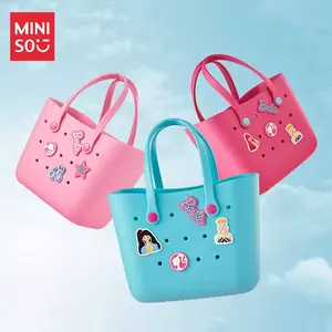 MINISO Barbie Sunlit Glow Perforated Lunch Bag, Cute Cartoon Handheld Meal Bag, Large Capacity Portable Food Pouch, Durable Reusable Design, Ideal for School, Office, Picnic and Daily Outdoor Travel Use#Summervibes
