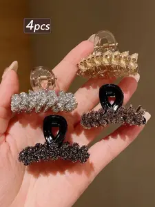 Women's Colorful Imitated Rhinestone Wheat Hair Clips Set, Fashion Elegant Claw Design, Suitable for Updos, Princess Headwear, Gift, Claw Clip Ponytail