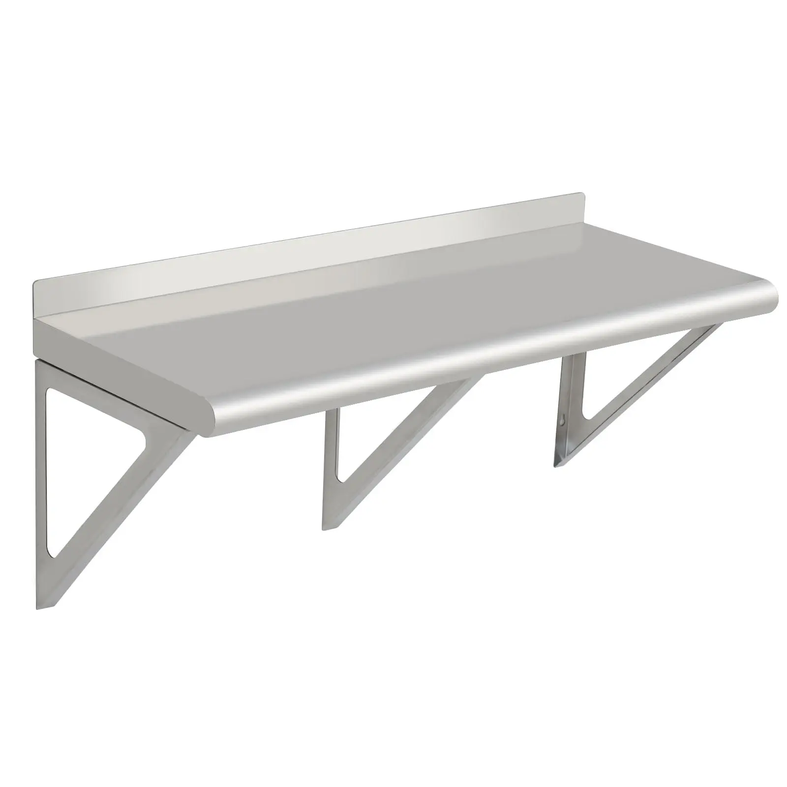 GARVEE Commercial Stainless Steel Wall-Mounted Shelf with Backsplash & 2 Brackets, 400 Lb Capacity, 24x12x11.5in, for Restaurants, Utility Rooms, Garages